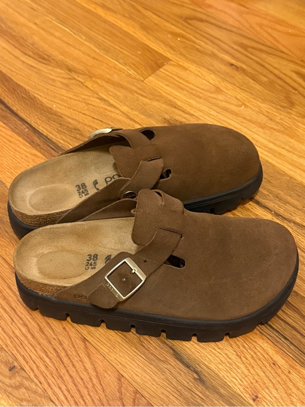 Birkenstock Chunky Boston brown Suede clog with Buckle - Picture 5 of 5